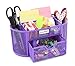 EasyPAG Mesh Desk Organizer, Multi-functional Stationery Organizer for School Supplies, Office Pen Holder for Desk, 9 Compartments Dorm Organization with Drawer, Purple