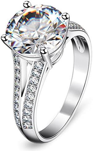 Sterling 925 Silver 3 CT Round NSCD Simulated Diamond Engagement Ring for Women