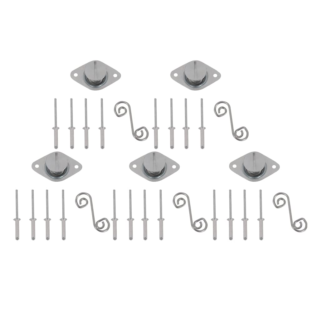 Oldbones 7/16 Quarter Turn Self Ejecting Fastener Spring Loaded For Fastening Sheet Metal and Door Panel Self Ejecting Flush Head Quick Turn Fastener Motorcycle Accessories 5Pack