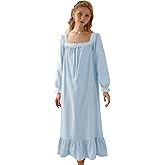 Nanxson Women's Victorian Cotton Nightgown Vintage Princess Style Sleepwear Short/Long Sleeve Nightdress with Lace Ruffled