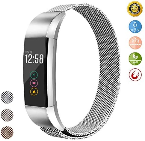 Webanker Replacement Bands Compatible with Fit bit Alta HR and Alta，Stainless Steel Metal Bracelet Strap Wristband Magnetic Lock for Women Men