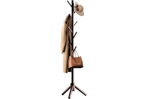 Livearty (TM) Wooden Coat Cloth Garment Hat Rack Stand, Adjustable Coat Tree, Free Standing Tree Hanger with 4 Sections & 8 H