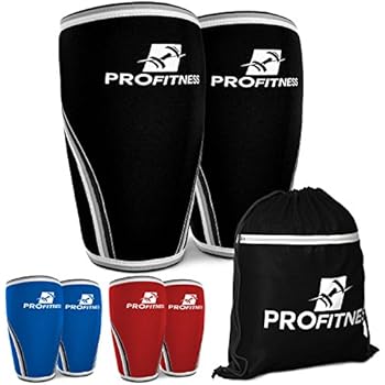 ProFitness 7MM Knee Sleeve (Pair) - Squat Knee Support & Compression for Powerlifting, Weightlifting, Crossfit WOD, Bodybuilding - Extra Thick Neoprene Knee Sleeves (Black, Large)
