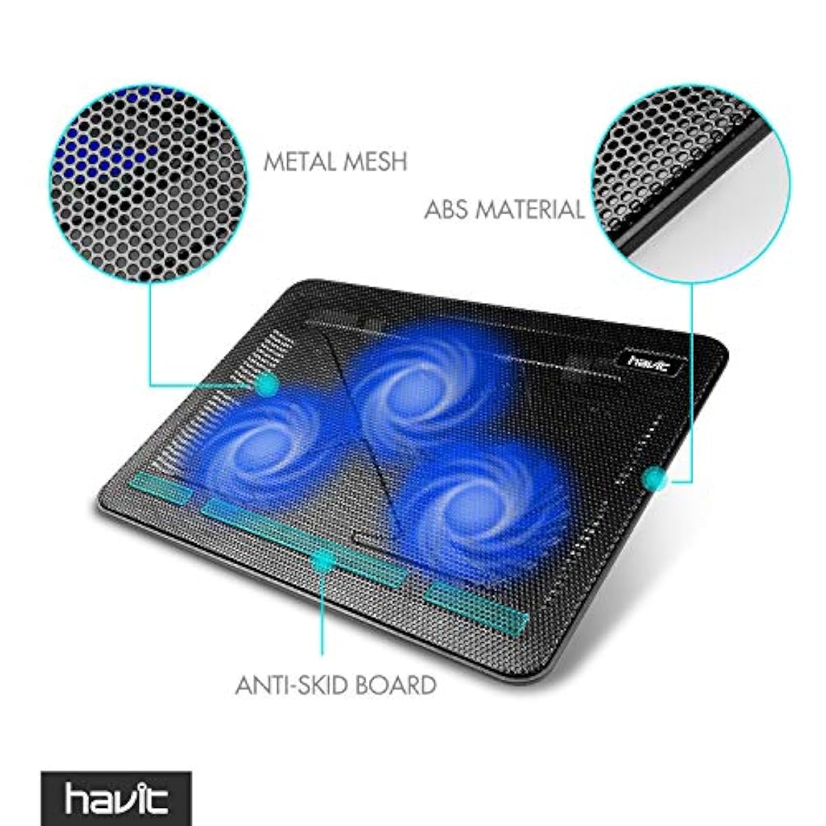 Havit HVF2056 15.6"17" Laptop Cooler Cooling Pad Slim Portable USB