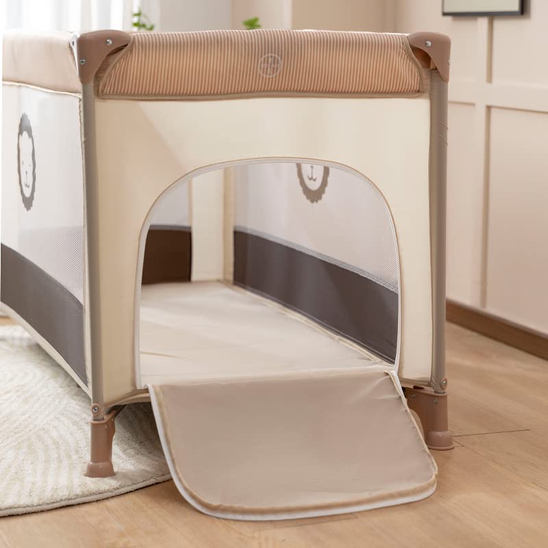 Ssonlun 2 In 1 Baby Crib, Portable Playard, Baby Cot Foldable Travel Bed Playpen, Travel Crib Nursery Center for Infant with Comfortable Mattress and Carry Bag