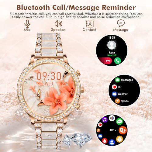 ZKCREATION Women's Smart Watch with Call – Women's Smartwatch with Multisport, Activity Bracelet with Pedometer, Heart Rate Monitor, Sleep Monitor, Music Player for Android iOS