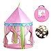 EocuSun Girls Princess Castle Play Tents with Glow in The Dark Stars, Kids Pink Play Tent House with Lights and Carrying Case for Indoor and Outdoor Use