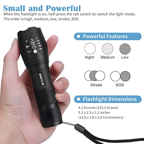 Beike Flashlight 2 Pack, Flash Light High Lumens, Small Flashlights Powerful, Super Bright LED