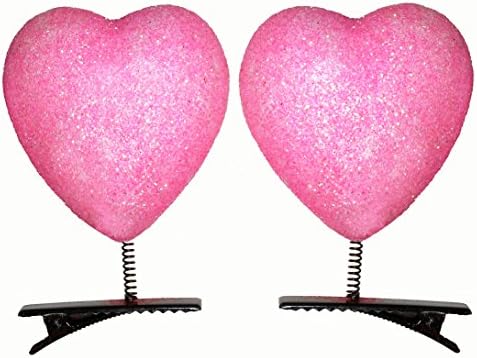 Lucore Heart Head Bopper Hairpins - 10 PC Set Bobble Wobble Valentines Day Hair Clip Decorations (Pink)