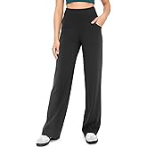 Yogaration High Waisted Wide Leg Yoga Pants with Pockets, Straight Leg Lounge Pants for Women, Stretch Sweatpants Trousers