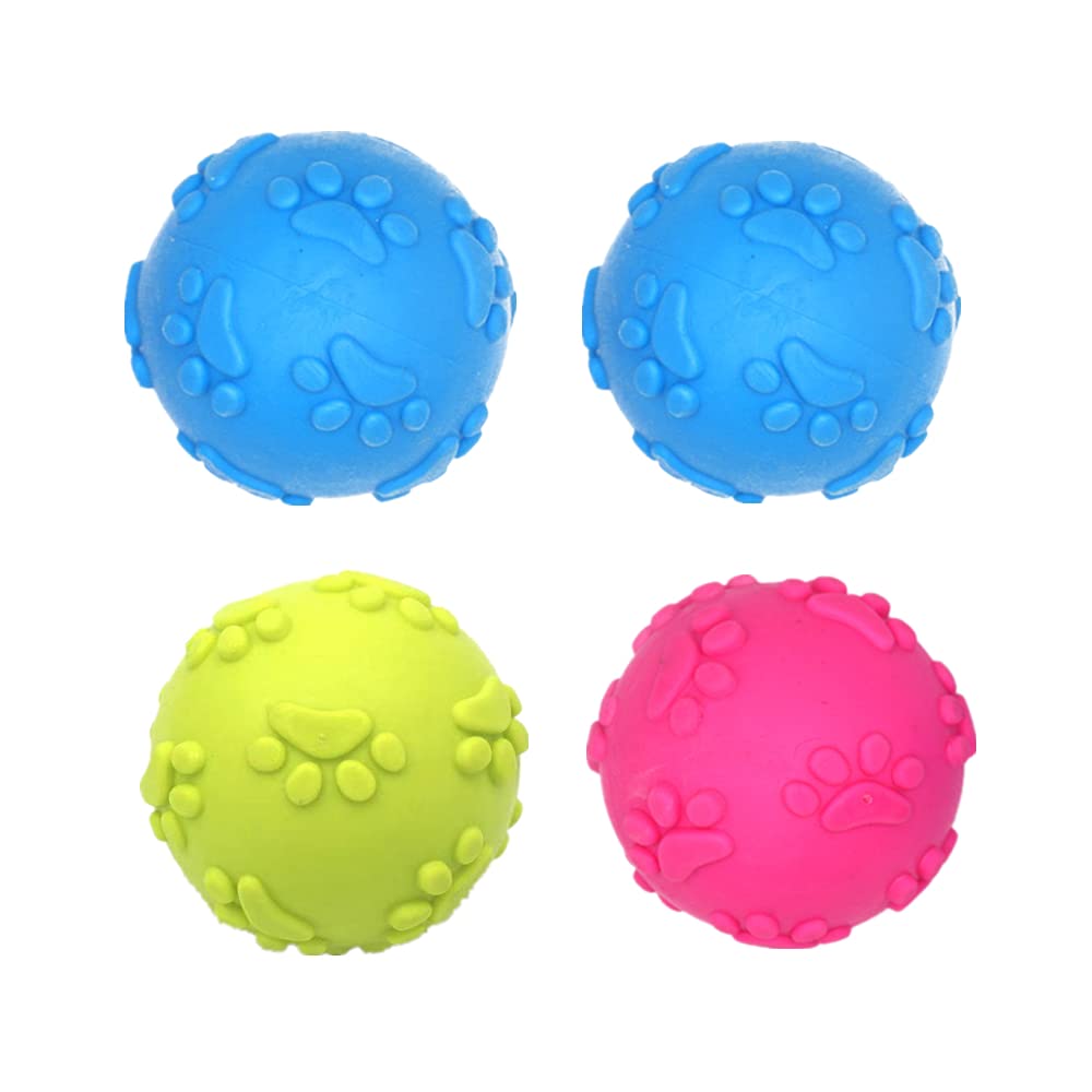 KONAMO 4 Pcs Dog Toy Ball Dog Squeaky Ball Dog Chew Toys Balls for Small Medium Dog Training and Cleaning Teeth