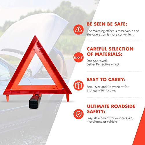 MYSBIKER Dot Warning Triangle, Emergency Safety Warning Triangles Reflective Sign Roadside with Individual Case Dot Approved - Thumbnail 2