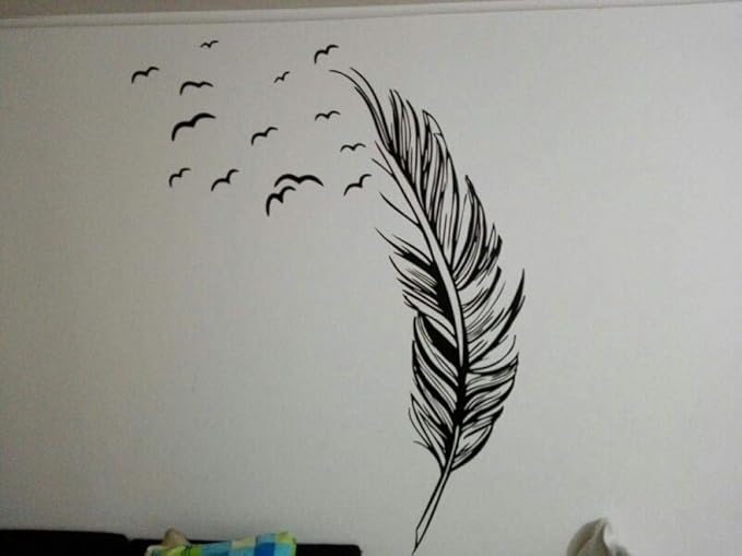 QMSM Pegatinas de Pared Sala de Estar Dormitorio Pared Pluma Etiqueta