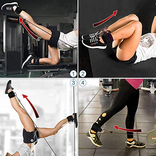 Zrova Ankle Straps for Cable Machines, Adjustable Ankle Straps for Legs Workout (Black) - Thumbnail 7