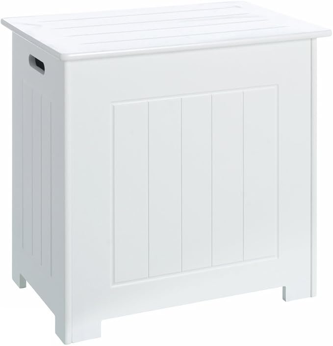 Coffre à Linge blanc minimaliste en bois pour salle de bain Vitta