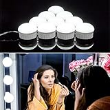 Vanity Mirror Lights, Guckmall 10 LED Dimmable Lights for Mirror, USB Power Supply and 4.82M Hidden Adjustable Length, 6500K Dimmable Daylight White for Makeup Dressing Table
