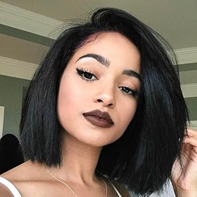 Yaki Straight Short Bob Haircut Front Lace Wig Brazilian Virgin