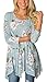 XUERRY Women Plus Size 3/4 Sleeve Tunic Tops Loose Floral Print Shirt(Dusty Blue,XL)