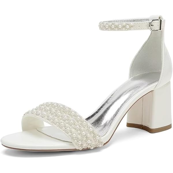 【yページ】 Amazon.com | YWXYMGE Pearl Wedding Shoes for Bride Block