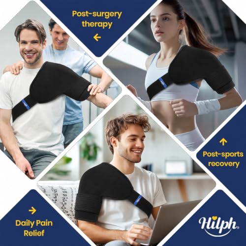 Hilph Cooling Shoulder Cuff Flexible with Velcro Closure for Rotator Cuff, Tendonitis, Shoulder Pain, Postoperative Recovery, Large