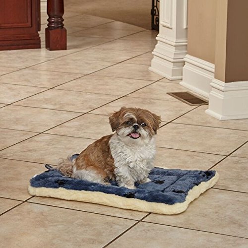 Reversible Paw Print Pet Bed in Blue / White, Dog Bed Measures 17L x