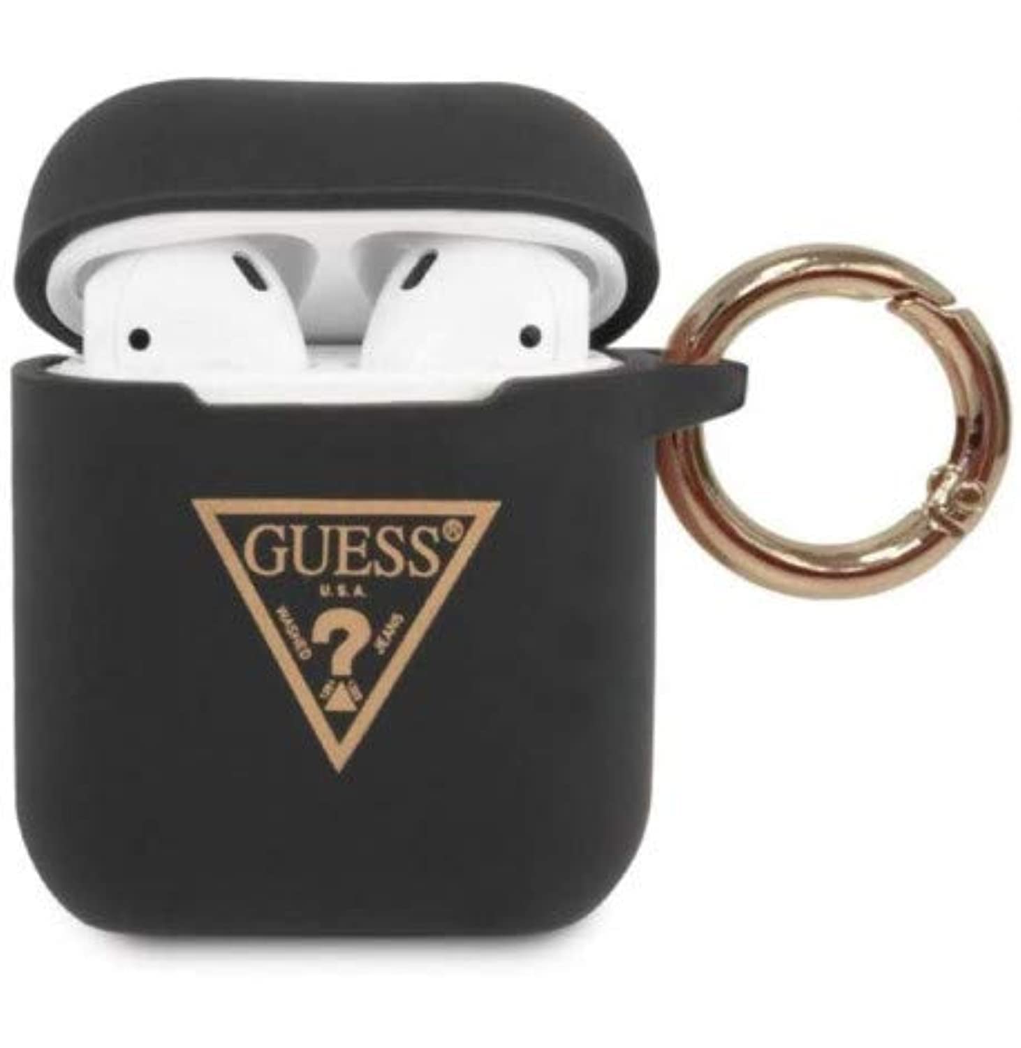 Guess GUACA2LSTLBK Silicone Triangle Logo Case for AirPods Cover Black