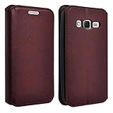 Galaxy J3, Samsung Galaxy Express Prime and J3 Case Flip PU Leather Fold Wallet Pouch Premium Faux Leather Wallet Flip Cover by Zase ® Slim Fit (Solid Brown)