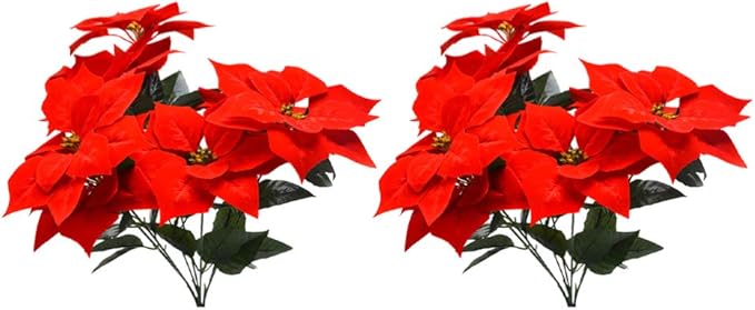 Stella Di Natale Non Fa Foglie Rosse.Lioobo Confezione Da 2 Simulazione Di Fiori Artificiali Stella Di Natale Rossa Cespuglio Albero Di Natale Bouquet Ornamento Per Arredamento Casa Ufficio Rosso Amazon It Casa E Cucina