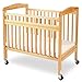 LA Baby Compact Non-folding Wooden Window Crib with Safety Gate, Natural