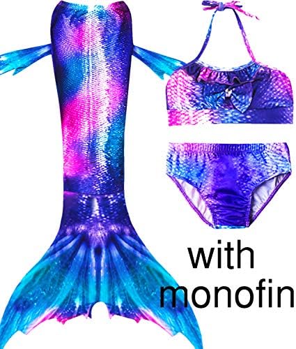 Girls Swimsuit Mermaid Tails for Swimming Support Monofin Kids Mermaid Swimsuits Princess Costumes