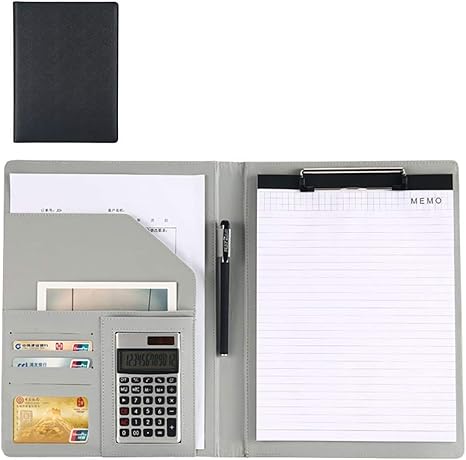 Amazon Co Jp クリップボード カード入れ バインダー クリップファイル クリアファイル 収納ホルダー クリップボード 名刺入れ ポータブル 書類ばさみ ペンホルダー付き 12位の電卓 黒 文房具 オフィス用品