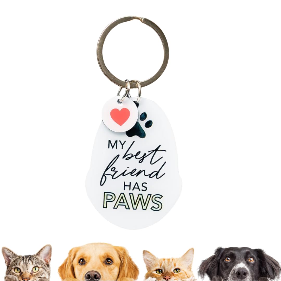 Splosh Pet Keyring Best Friend Has Paws. Personalised Key Ring for Her & Him. Cat & Dog Mum Gifts.