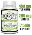 Turmeric Curcumin Ginger Capsules - Natural Anti inflammatory, Stomach Pain, Morning & Motion Sickness relief, Joints Supplement, Antioxidant - 60 Organic pills with Black Pepper. This Easily Absorbed Pure Ayurveda Bio Miracle by Nutri Dime Helps in Diges