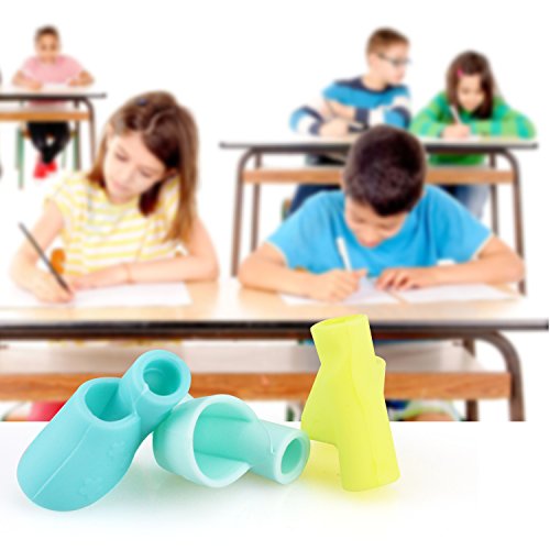 Bomach Pencil Writing Grips Tools Silicone Pen Grip Holder Training Kit Soft Handwriting Aid Posture Correction Utensils for Kids Comfortable Ergonomic Writing Assorted Colors (20 PCS)