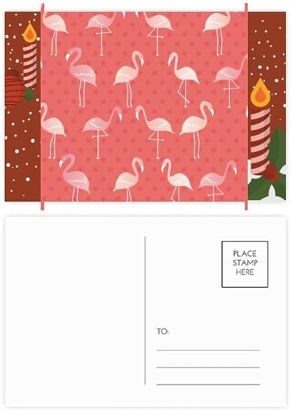 Amazon フラミンゴ柄 ピンク色 クリスマスキャンドル グリーティングポストカード おめでとうメールカード ポストカード 絵柄付はがき 文房具 オフィス用品