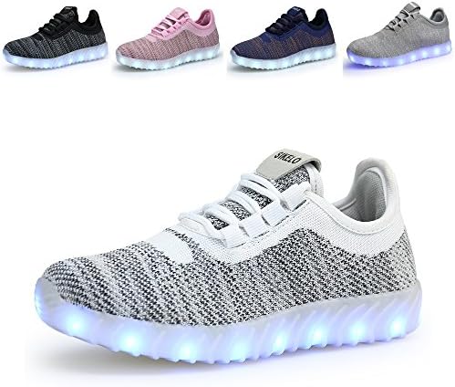 SIKELO Boys Girls 22 Colors LED Light Up Running Shoes For Kids USB Flashing Sneakers