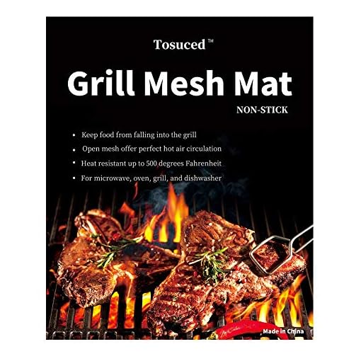 Tosuced BBQ Grill Mesh Mat Set of 5 NonStick Premium Grill Cooking
