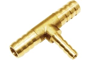 Joywayus 3/8"x3/16"x3/8" ID Hose Reduce Barb Tee 3 Way Union Fitting Intersection/Split Brass Water/Fuel/Air
