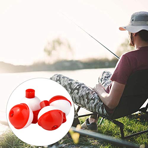 Bskifnn 50 Stück runde Angel-Bobber 2,5 cm/3,2 cm/3,8 cm/4,4 cm/5,1 cm Schwimmer-Bobber Druckknopf – Rot und Weiß ABS… – Bild 7