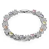 Katon White Gold Plated Round-Cuti Zirconia Tennis Bracelet, 6.88’’