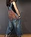 YESNO Women Strap Rompers Jumpsuits Floral Printed Denim Casual Bib Pants 100% Cotton Distressed Boyfriend Wide Leg Pocket P91P2