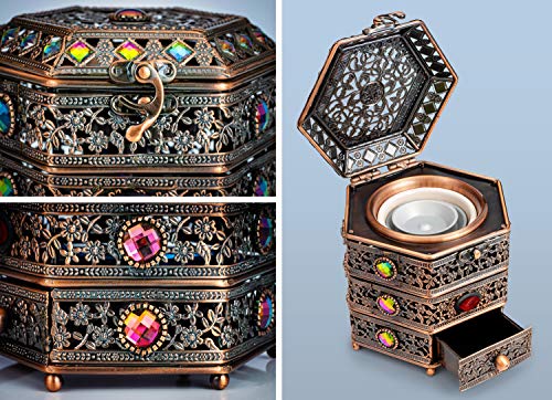 AM Regulator Electric Incense Burner - Oud Frankincense Resin Burner with Adjustable Timer & Storage Drawer