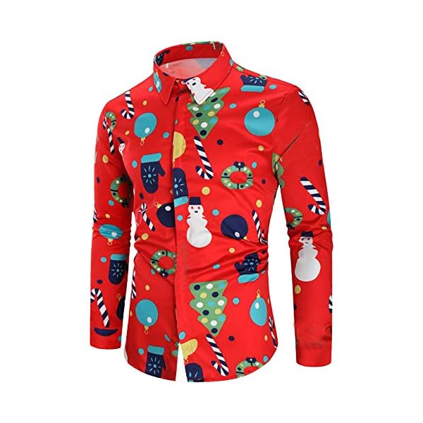 KFSO Men's Slim Fit Long Sleeve Christmas Floral Shirt Casual Button Down Dress Shirts (Black D, S)