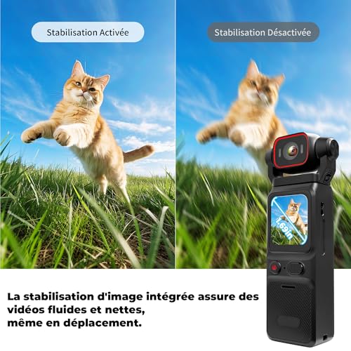 NinjaCam 4K Camera Vlog, Portable POV Camera, Body Cam, Body Cam for Sport, WiFi Mini Sport Camera with Stabilization, Body Cameras for Travel, TF Card 64GB