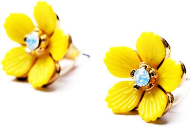 MSYOU Creative Earring Stud Flower Shape Pendant Earrings Women Girl Jewelry Gift for Christmas Thanksgiving Graduation(Yellow)