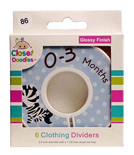 Closet Doodles C86 Safari Animals Boy Baby Clothing Dividers Set of 6 Fits 1.25inch Rod