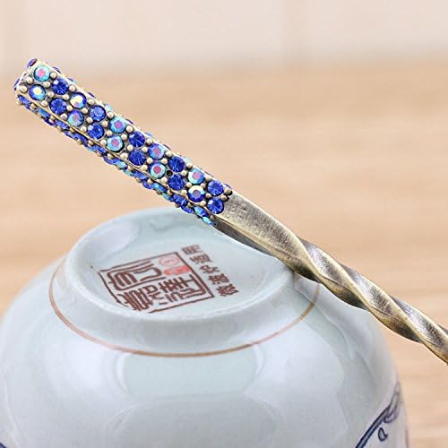 2 Pieces High Quality, Water Drop Crystal Beautiful Antique Hair Sticks, Hair Pins, Chopsticks,hair Accessory ,Wedding Hair Jewelry (677 blue)