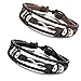 Besteel Charm Genuine Leather Bracelet for Men Wrist Wraps Bracelet Braided Cuff Bangle Adjustable 7-9 inches 2pcs a Set