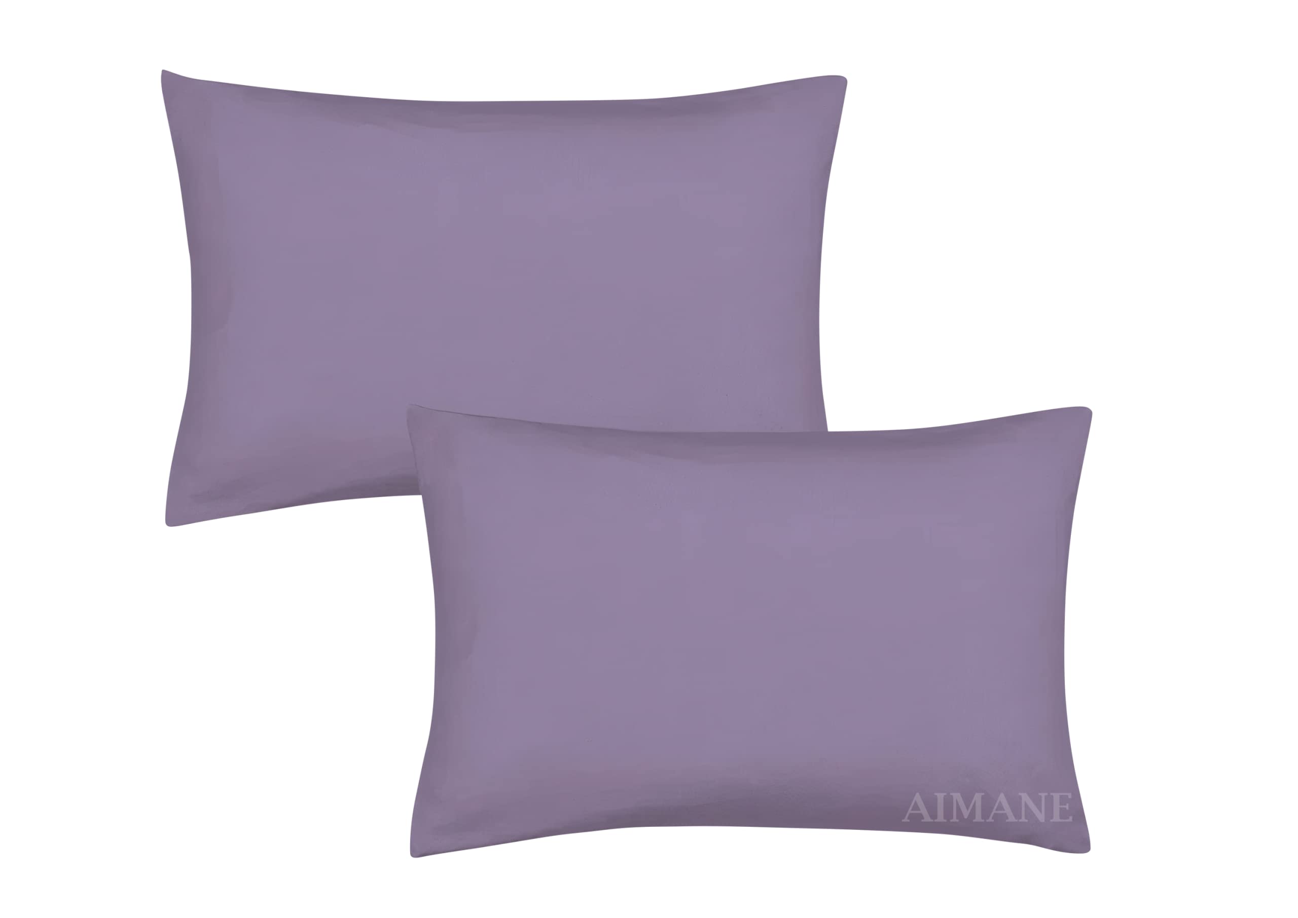 AIMANE® Percale Pair of Housewife Pillowcases 50 x 75 CM Polycotton Easy Care Plain Dyed Pillowcases Envelope Closure (Lilac, Housewife Pillowcases)