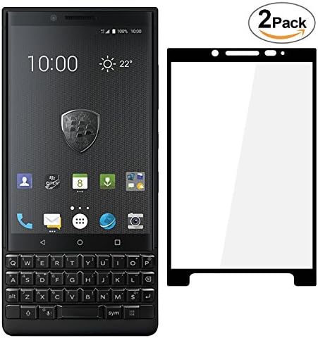2pack BLACKBERRY KEY2 Screen Protector, [2.5D Full Screen Coverage][HD Clear][Easy Installation][Anti-Fingerprint] [Bubble Free] 9H Hardness Tempered Glass Screen Protector for (Black)